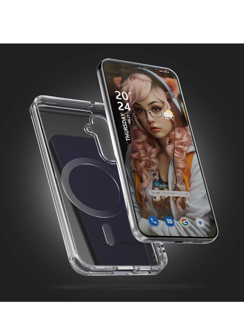 Raxoom Samsung Galaxy S24 FE 5G 2024 Magnetic Case â€“ Slim Transparent Flexible TPU Shockproof Magsafe Back Phone Case â€“ Clear â€“ Ultra-Slim, Full Protection, Anti-Scratch, Easy Access to Ports - Image 2
