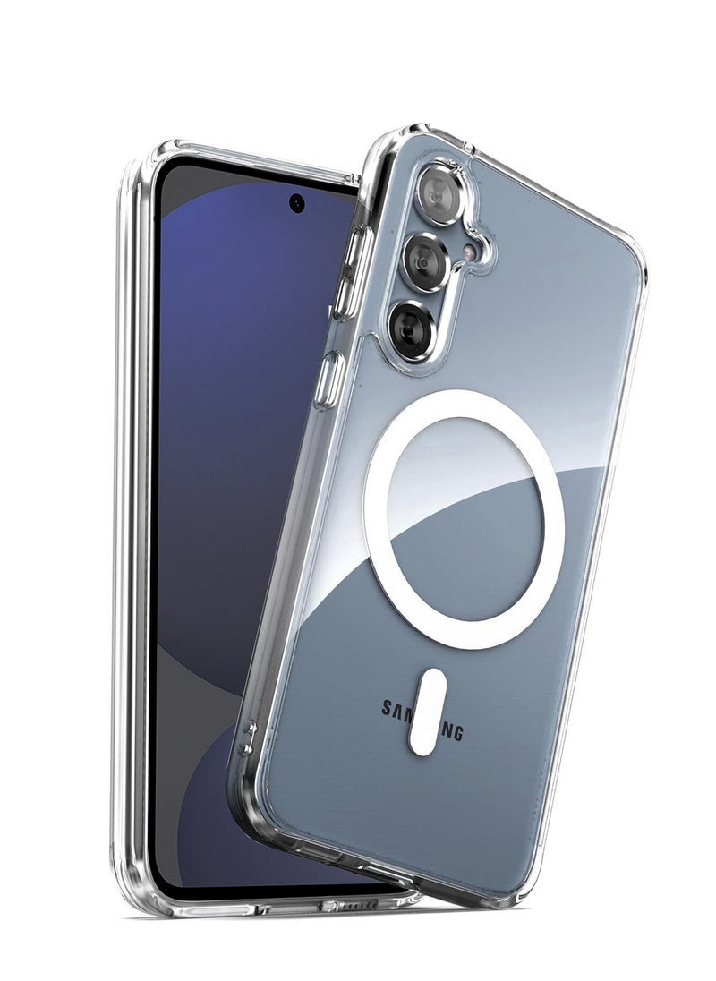 Raxoom Samsung Galaxy S24 FE 5G 2024 Magnetic Case â€“ Slim Transparent Flexible TPU Shockproof Magsafe Back Phone Case â€“ Clear â€“ Ultra-Slim, Full Protection, Anti-Scratch, Easy Access to Ports - Image 1