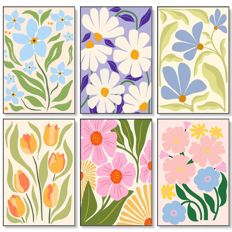 Fountor 6 Pack Paint by Numbers Kit for Adults Beginner, Easy Flowers Adult Paint by Number Kits on Canvas Without Frame, Flower Oil Painting by Numbers for Home Decor Gift 8â€ W x 12â€L - Image 1