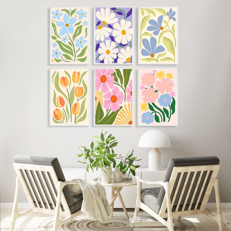Fountor 6 Pack Paint by Numbers Kit for Adults Beginner, Easy Flowers Adult Paint by Number Kits on Canvas Without Frame, Flower Oil Painting by Numbers for Home Decor Gift 8â€ W x 12â€L - Image 2