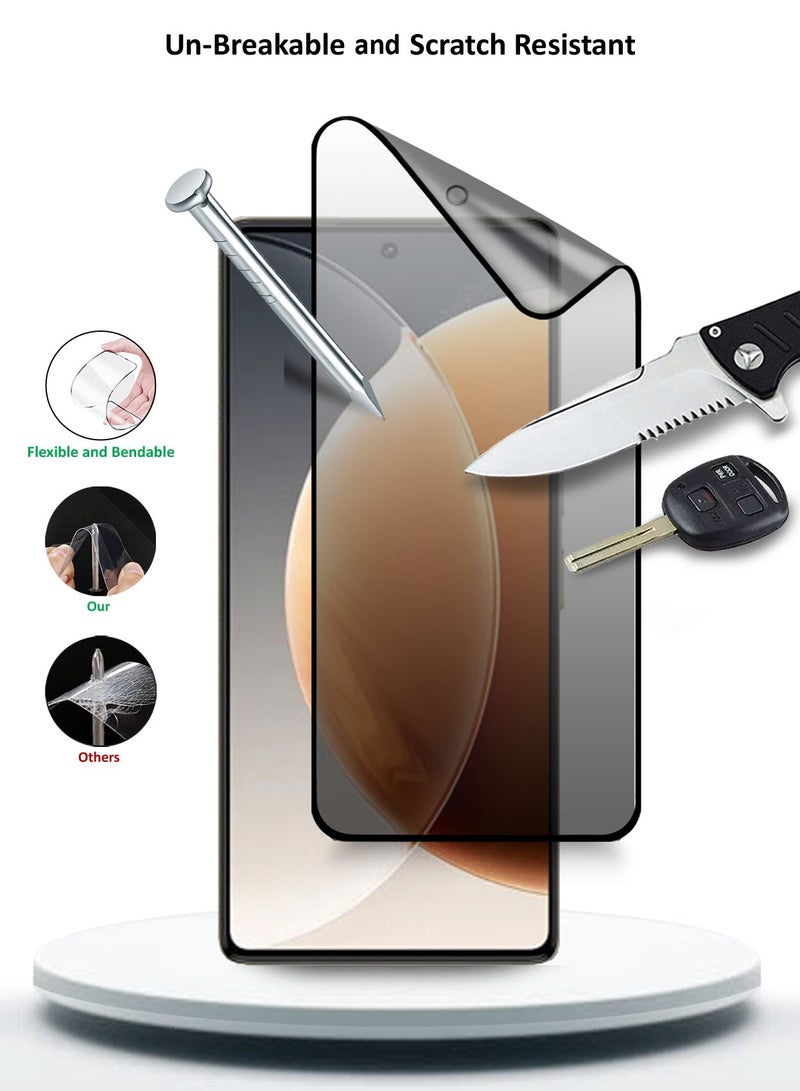 Wtech Tecno Camon 30 Pro 5G 2024 Nano Ceramic Privacy Full Glue Full Cover Matte Flexible Screen Protector (MSCNMP) - Clear/Black - Image 2