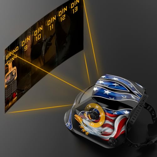 TOOLIOM Solar Powered Welding Helmet Auto Darkening for TIG MIG ARC Welder Mask with Adjustable Shade Range 4/9-13 Blue Eagle Design - Image 5