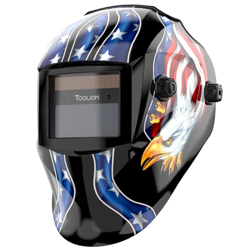 TOOLIOM Solar Powered Welding Helmet Auto Darkening for TIG MIG ARC Welder Mask with Adjustable Shade Range 4/9-13 Blue Eagle Design - Image 1