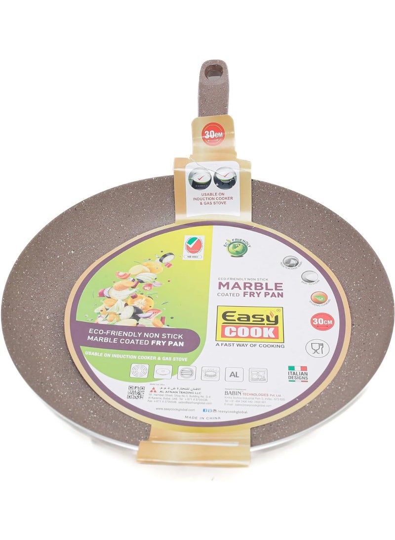 إيزي كوك مقلاة إيزي كوك الرخامية المفتوحة 30 سم | مقلاة غير لاصقة مطلية بالرخام | مناسبة لجميع أنواع المواقد | مقبض مقاوم للحرارة | مقلاة مطلية بالرخام - Image 3
