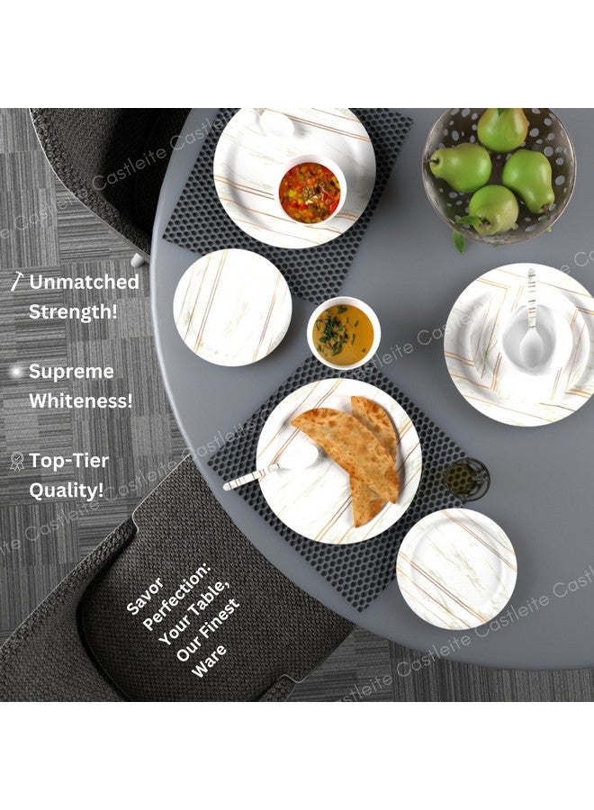 Castleite Piccolo 18 Pieces Melamine Dinner Set - Elegant, Break & Stain Resistant, Designer Crockery Dinnerware in Exclusive Edgy Square Shape for Your own Home Kitchen or Gifting (Rosin Cream) - Image 5