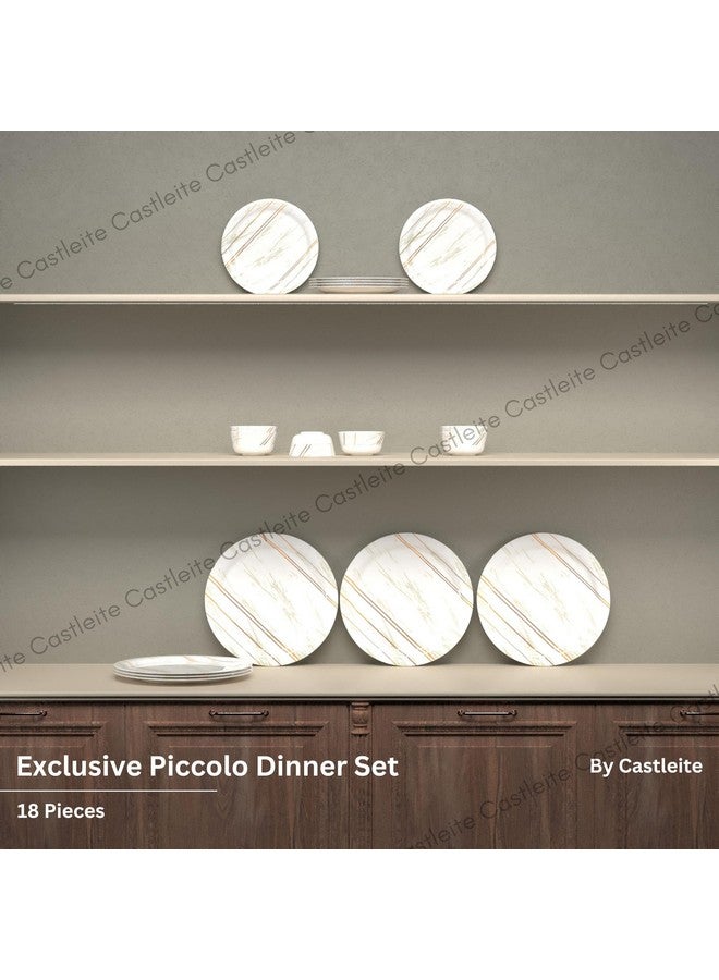 Castleite Piccolo 18 Pieces Melamine Dinner Set - Elegant, Break & Stain Resistant, Designer Crockery Dinnerware in Exclusive Edgy Square Shape for Your own Home Kitchen or Gifting (Rosin Cream) - Image 2