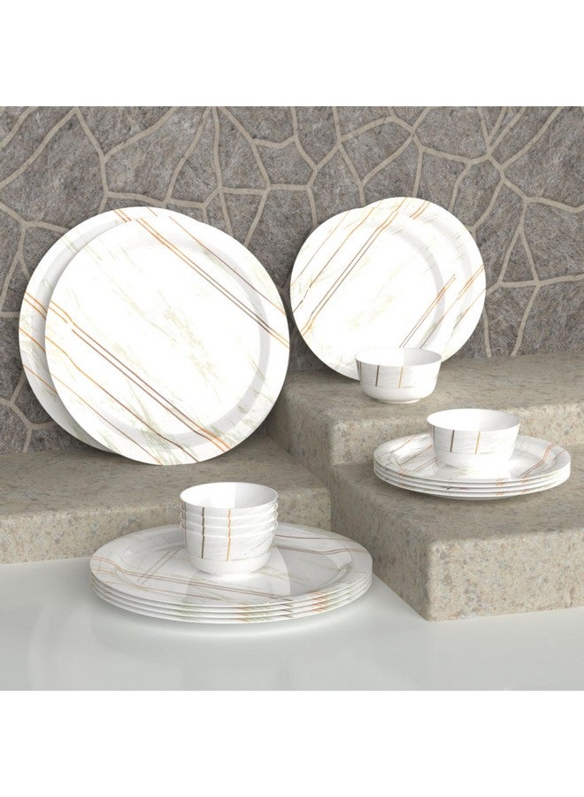 Castleite Piccolo 18 Pieces Melamine Dinner Set - Elegant, Break & Stain Resistant, Designer Crockery Dinnerware in Exclusive Edgy Square Shape for Your own Home Kitchen or Gifting (Rosin Cream) - Image 1