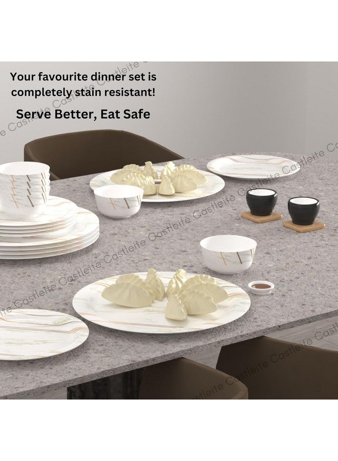 Castleite Piccolo 18 Pieces Melamine Dinner Set - Elegant, Break & Stain Resistant, Designer Crockery Dinnerware in Exclusive Edgy Square Shape for Your own Home Kitchen or Gifting (Rosin Cream) - Image 4