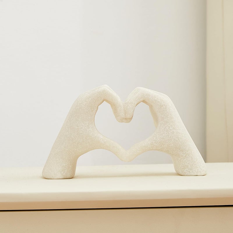 OTARTU Marble Gesture Heart Decoration  Modern Love Statue Finger  Abstract Heart Hands Sculpture Home Wedding Decoration Shelf Decor - Image 4