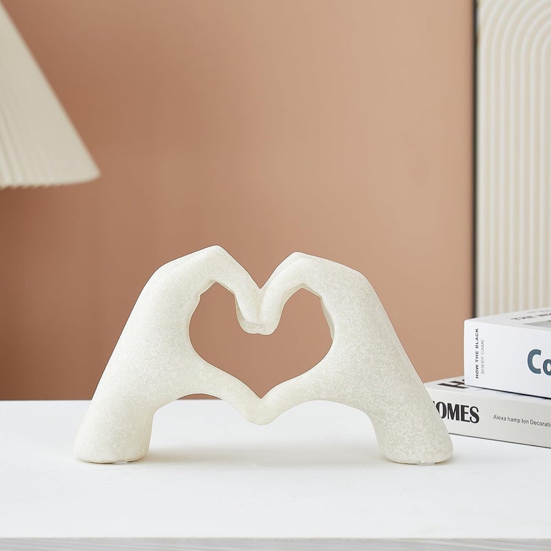 OTARTU Marble Gesture Heart Decoration  Modern Love Statue Finger  Abstract Heart Hands Sculpture Home Wedding Decoration Shelf Decor - Image 3
