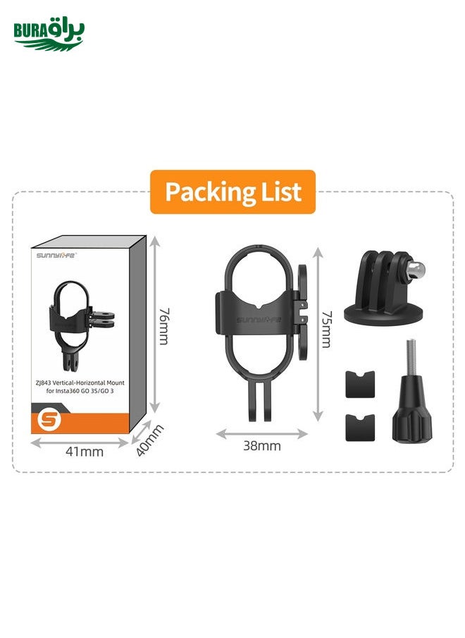BURAQ - For Insta360 GO 3S / GO 3 Sunnylife Foldable Vertical-Horizontal Mount Adapter Protective Frame Brackets Housing Case (Black) - Image 1