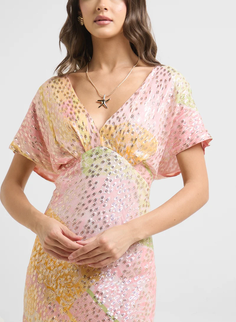 Never fully Dressed Floral Sequin Gown Dress