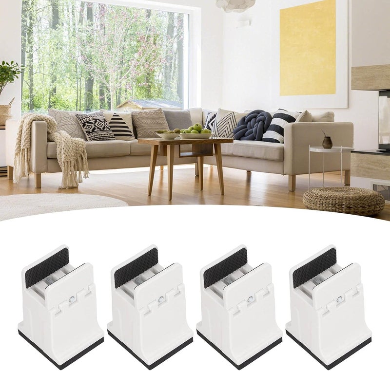4pcs Adjustable Furniture Risers with Screw Clamp, Heavy Duty Bed Couch Sofa Table Leg Lifters, Soft Rubber Non Slip Protectors for Home Office Furniture (White) - Image 5