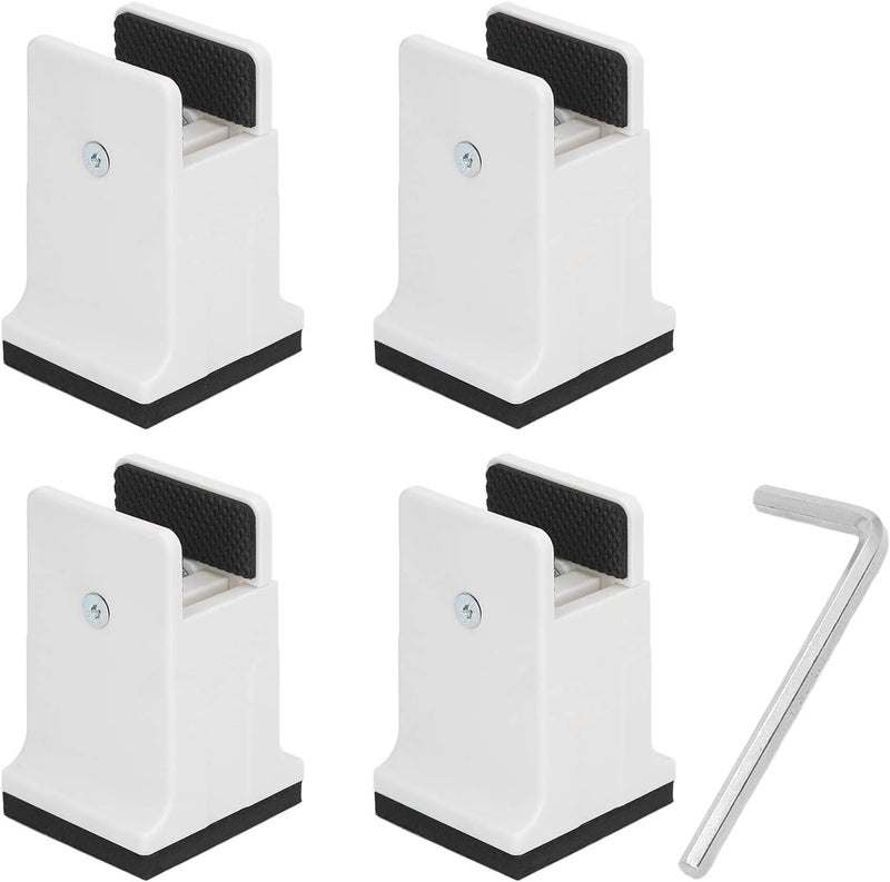 4pcs Adjustable Furniture Risers with Screw Clamp, Heavy Duty Bed Couch Sofa Table Leg Lifters, Soft Rubber Non Slip Protectors for Home Office Furniture (White) - Image 1