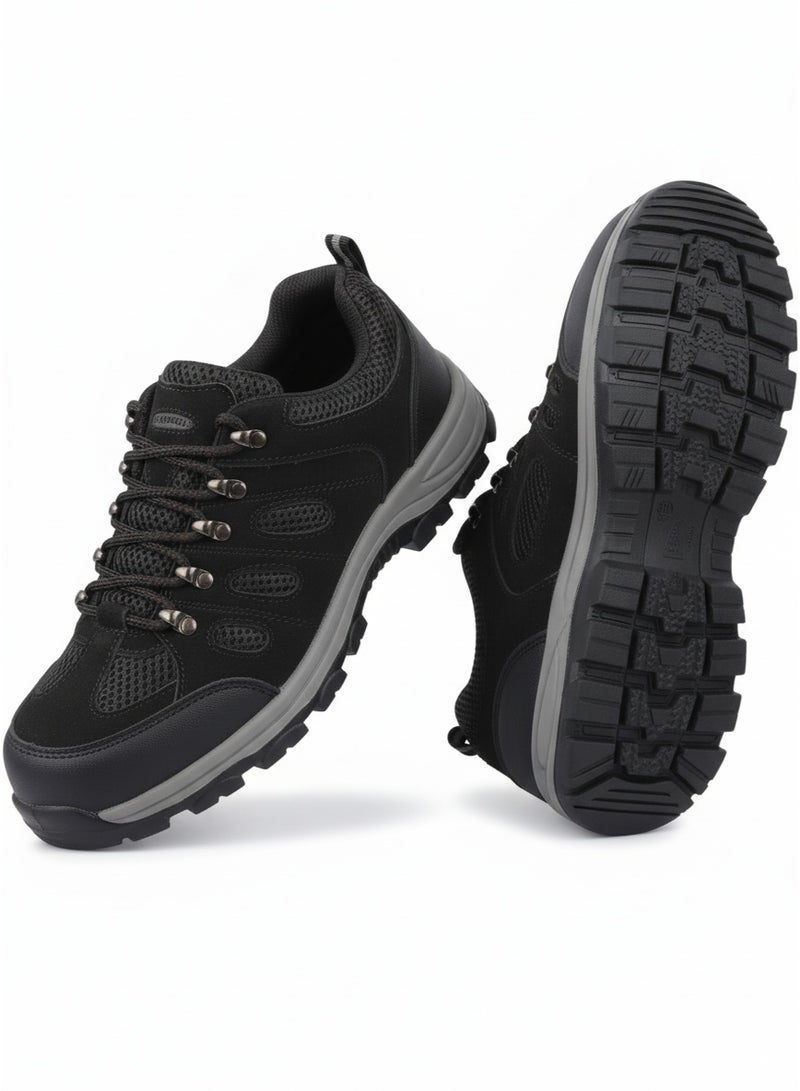 Black Leather Steel Toe Work Safety Shoes for Hiking and Outdoor Work - Image 1