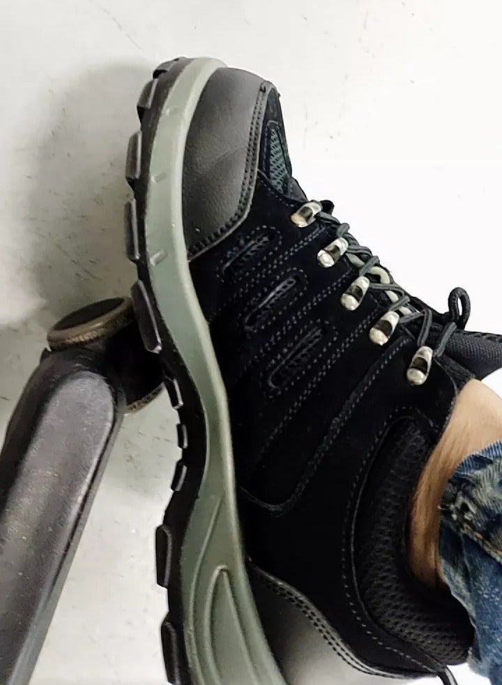 Black Leather Steel Toe Work Safety Shoes for Hiking and Outdoor Work  - Image 3