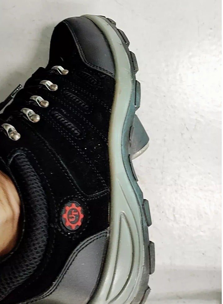 Black Leather Steel Toe Work Safety Shoes for Hiking and Outdoor Work  - Image 4