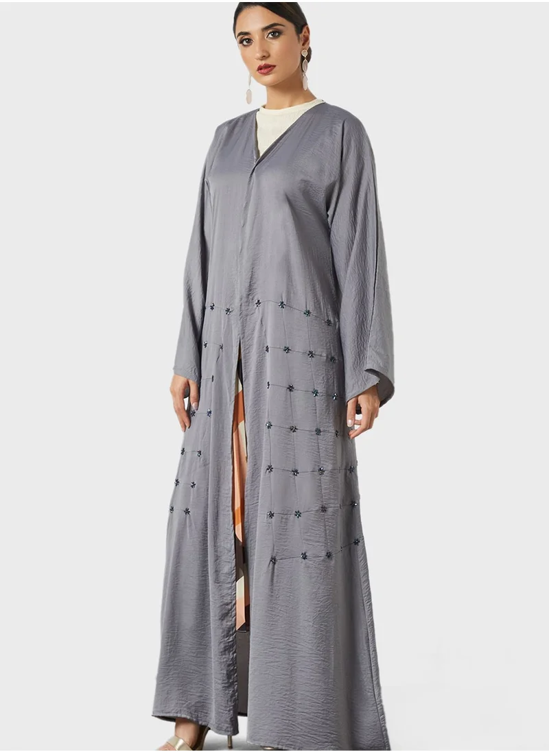 Threadz by Ajooni Floral Embroidered Abaya