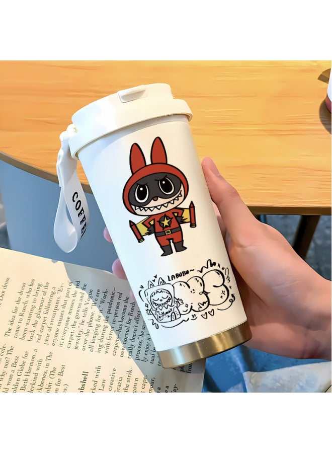 Popular Labubu Straw Water Cup, Large Capacity 316 Stainless Steel High-value Double-drink Thermos Cup, Car Coffee Cup