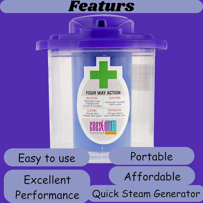 Crescent Crescent Steamer for Cold and Cough Vaporizer with Light Indicator Facial Steamer Steam Inhaler BluePack of 1 - Image 5