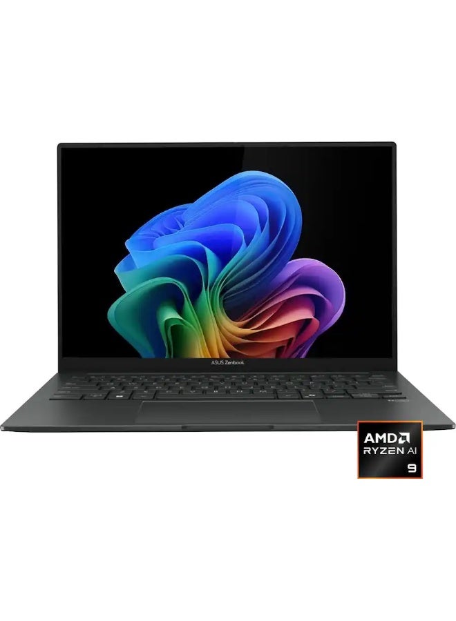 أسوس Zenbook 14 Copilot+ PC Laptop, AMD Ryzen AI 9 465, 1TB SSD, 16GB, 14" FHD+ (1920x1200) OLED Touchscreen, Windows 11 Pro,  + Life Time Office 2024 English/Arabic Jasper Gray - Image 1