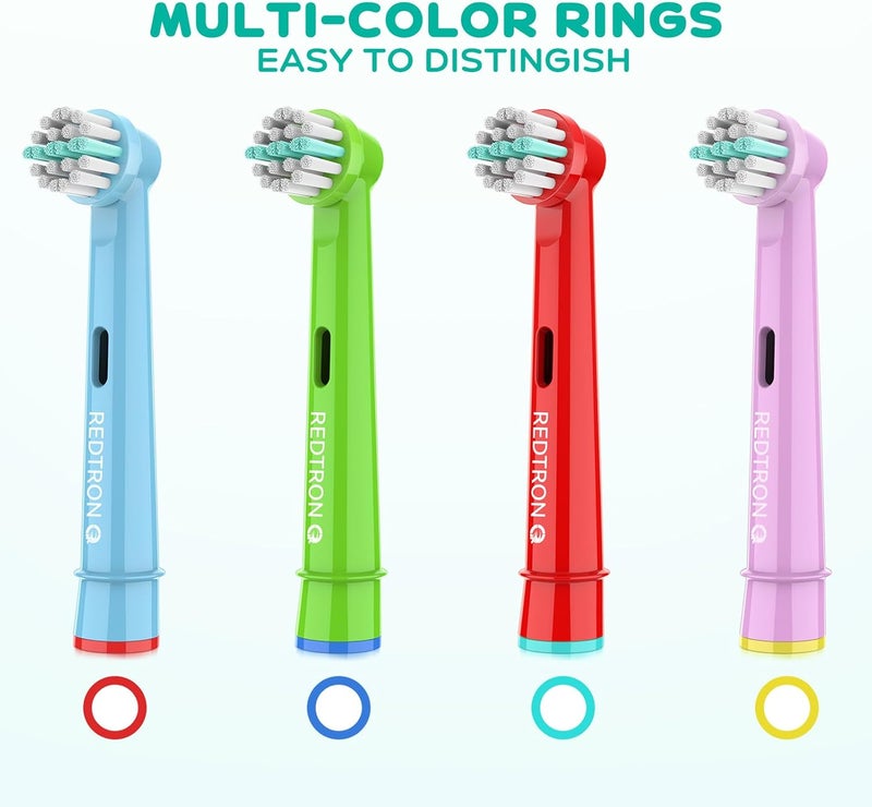 REDTRON - Children's Electric Toothbrush Heads Compatible with Oral B, Soft Bristles Children's Toothbrush Heads, Children's Replacement Toothbrush Head for Sensitive Teeth and Gums (Pack of 4) - Image 5