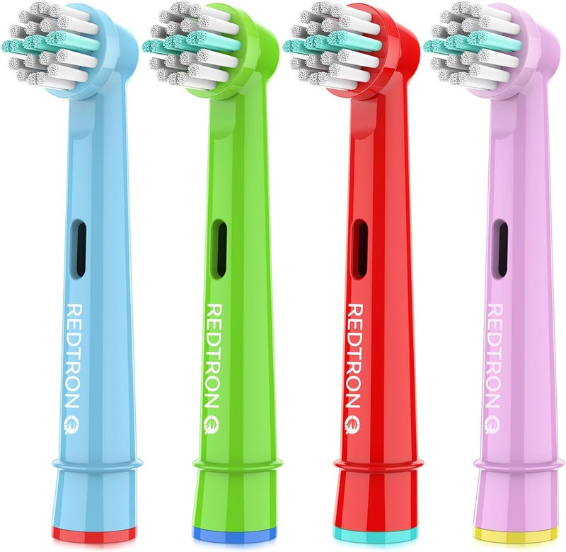 REDTRON - Children's Electric Toothbrush Heads Compatible with Oral B, Soft Bristles Children's Toothbrush Heads, Children's Replacement Toothbrush Head for Sensitive Teeth and Gums (Pack of 4) - Image 1