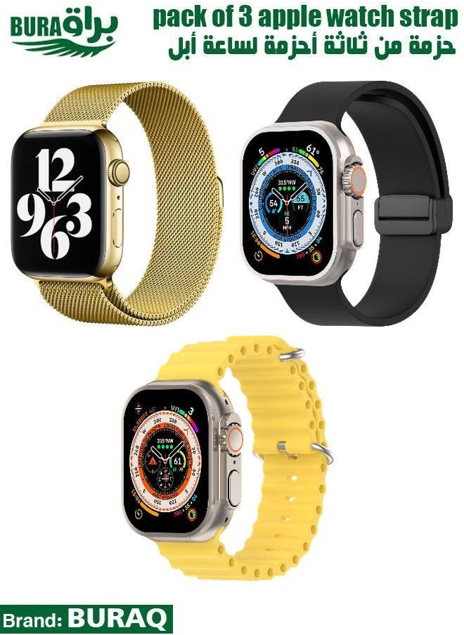 BURAQ - Apple Watch Band Strap For Apple Watch Ultra 2/Ultra 49mm, Series 10 46mm, 9/8/7 45mm, SE2/SE/6/5/4 44mm, 3/2/1 42mm - Image 1
