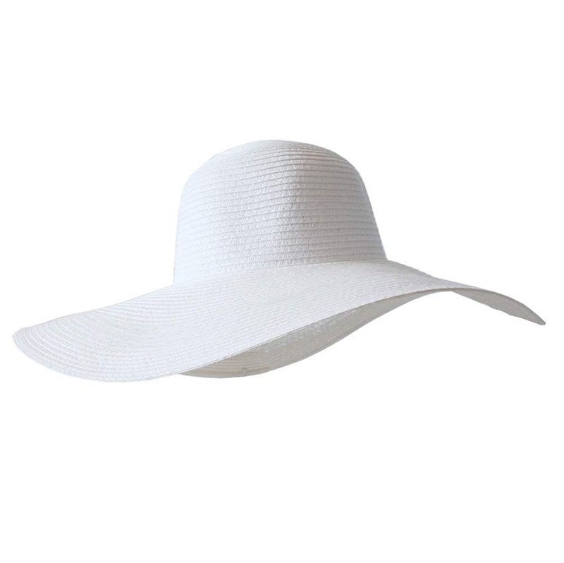 SYBL Womens Floppy Straw Hat Wide Brim Foldable Packable Braid Cap UV Protection Summer Gardening Hiking Beach Sun Hat for Head Circumference 58cm(White) - Image 1