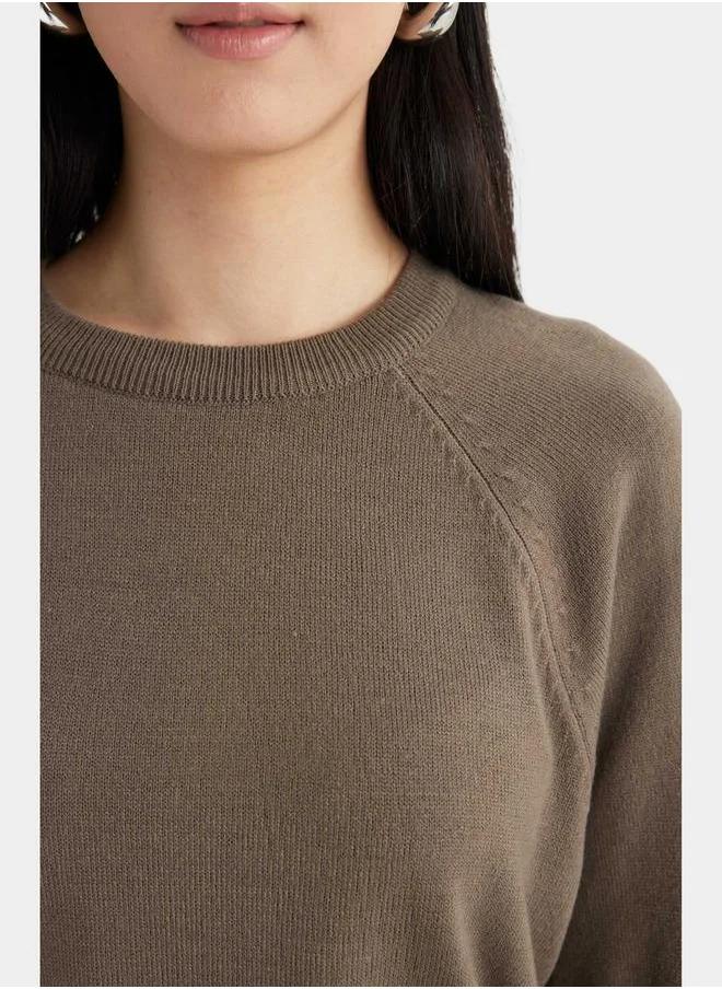 DeFacto Solid Raglan Sleeve Regular Fit Sweater by Styli