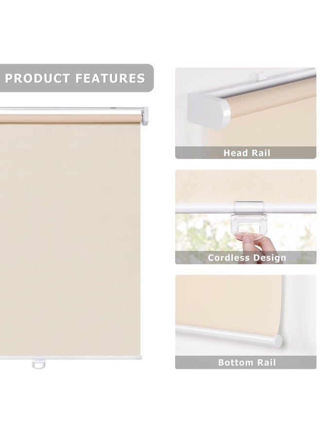 LazBlinds No Tools No Drill Cordless Roller Shades, Light Filtering Roller Blinds for Windows, Thermal Insulated UV Protection Roll Up Window Blinds and Shases, 27'' W x 72'' H, Beige - Image 3
