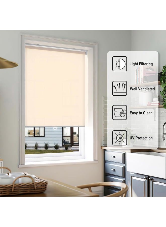 LazBlinds No Tools No Drill Cordless Roller Shades, Light Filtering Roller Blinds for Windows, Thermal Insulated UV Protection Roll Up Window Blinds and Shases, 27'' W x 72'' H, Beige - Image 2