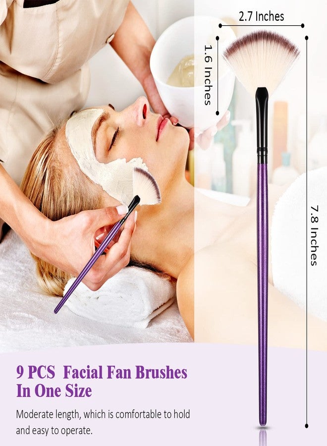 مايتيز مجموعة فرش الوجه من مايتيز، 9 قطع، فرش قناع مروحي، فرش ناعمة لتطبيق المكياج على الوجه، أدوات لتقشير قناع الجليكوليك، مكياج كريم الطين (بنفسجي وأسود) - Image 2