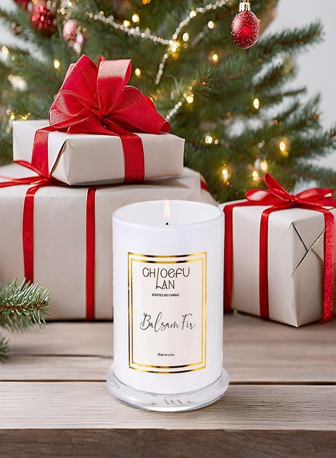 Chloefu LAN شمعة معطرة برائحة بلسم التنوب من كلويفو لان، شموع منزلية للعطلات معطرة بنفحات من خشب الأرز والبلوط والطحلب والتنوب، ديكور عيد الميلاد، هدايا عيد الميلاد للنساء والرجال، شموع شتوية، تدوم 70 ساعة، 10 أونصة - Image 4