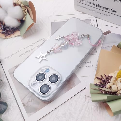 cioatu Cute Y2K Phone Charm Aesthetic Cellphone Chain Strap Lanyard For Phone Pink Strawberry Butterfly PhoneCharms for Bag Keychain Airpods Camera (Pink Bow) - Image 4