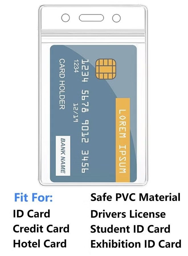 10 قطع حوامل بطاقات الاسم البلاستيكية مع حبل واضح مقاوم للماء لحامل بطاقة الهوية مع مشبك حبل للمدرسة والأعمال والمكتب عمودي - Image 4