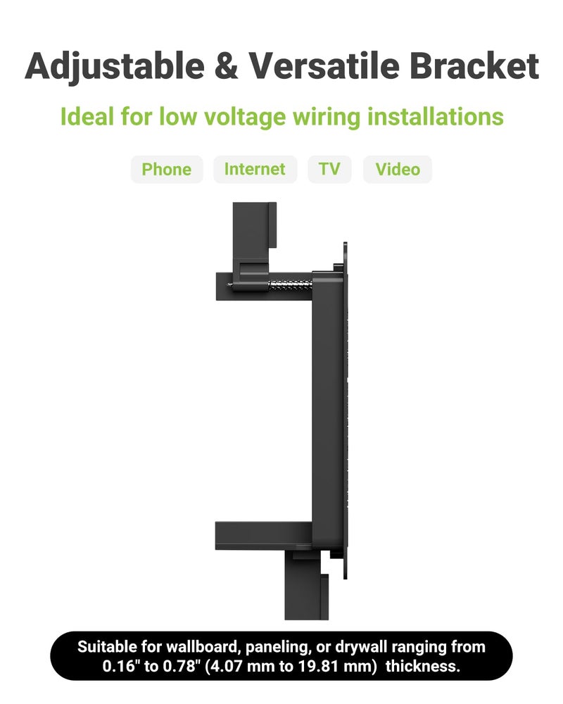 LEENUE Brush Wall Plate with Mounting Bracket, Cable Pass Through Decorator Cover for Low Voltage Wires, Single Gang Cord Hider for TV Home Theater System, 2 Pack - Image 5
