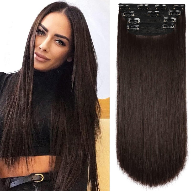 4Pcs Hair Extensions Clip in Brown Black Clip in Hair Extensions for Women Straight Hair Extensions Long 20 Inches4pcs 20Inch 4
