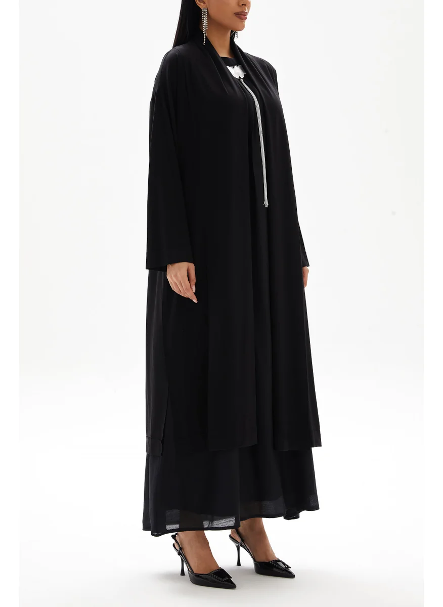 وي كرييت Black Plain Kimono By WECRE8