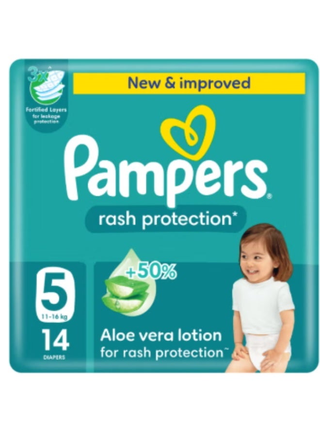 Rash Protection Taped Diapers, Size 5, 11-16kg, Carry Pack, 14 Count