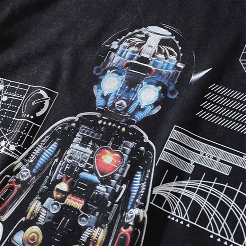 Heavy Cotton Vintage Cartoon Printed Washed Old Short-Sleeved T-Shirt Men'S American-Style Hip-Hop Half-Sleeved Tee - Image 4
