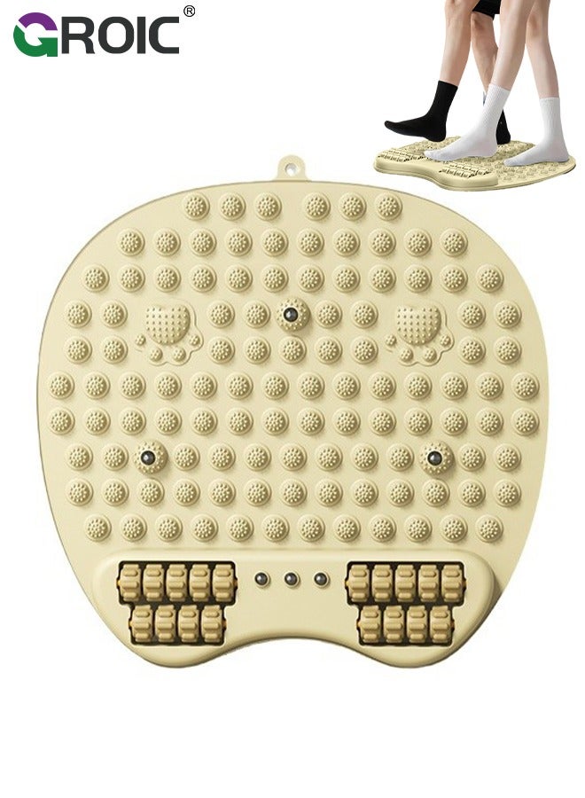 GROIC حصيرة تدليك القدم مع أسطوانة تدليك القدم لتخفيف آلام التهاب اللفافة الأخمصية، علاج الضغط الثنائي للقدم، تخفيف التوتر وتحسين الدورة الدموية، أداة انعكاسية محمولة للمنزل والمكتب - Image 1
