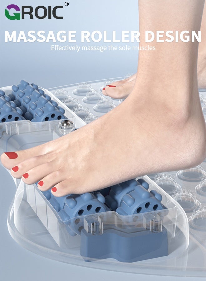 GROIC حصيرة تدليك القدم مع أسطوانة تدليك القدم لتخفيف آلام التهاب اللفافة الأخمصية، علاج الضغط الثنائي للقدم، تخفيف التوتر وتحسين الدورة الدموية، أداة انعكاسية محمولة للمنزل والمكتب - Image 3