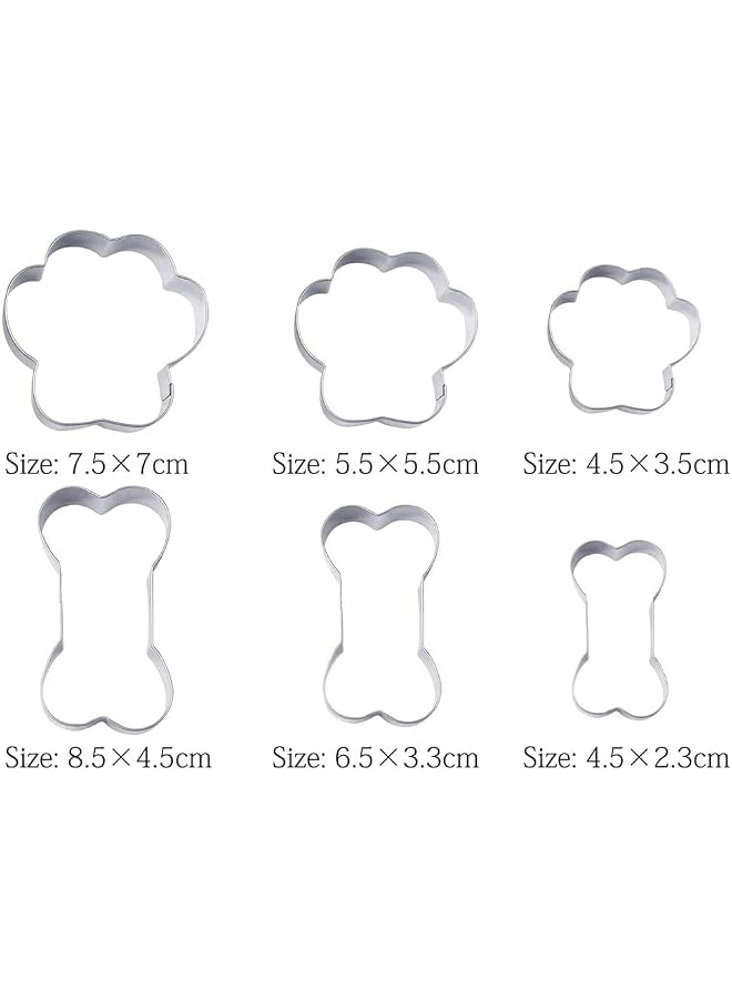S-TOP 6 Piece Dog Cookie Cutter Set, Cartoon Dog Bone, Paw Print Animal Cookie Cutters Dog Shaped Mould for DIY Baking Biscuit Pastry Cutter - Image 2