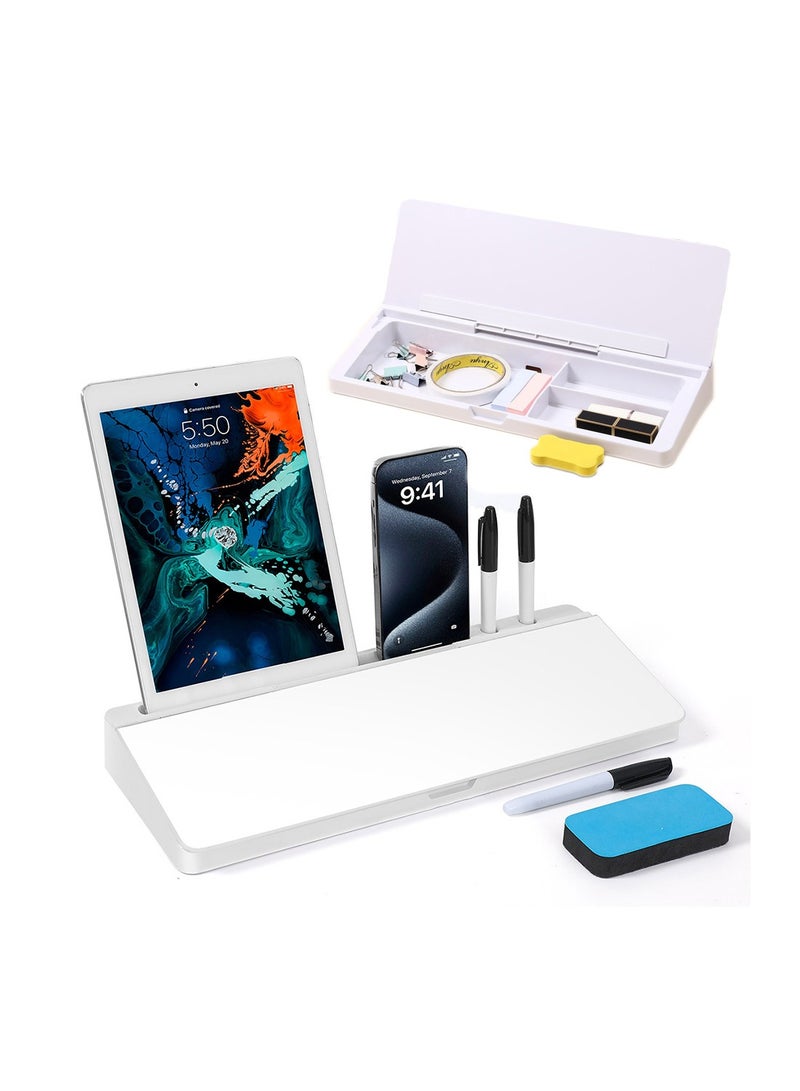 Kidle Small Glass Desktop Whiteboard Dry-Erase-Board - Computer Keyboard Stand White Board Surface Pad with Drawer, Desk Organizers with Accessories for Office, Home, School Supplies  - Image 1