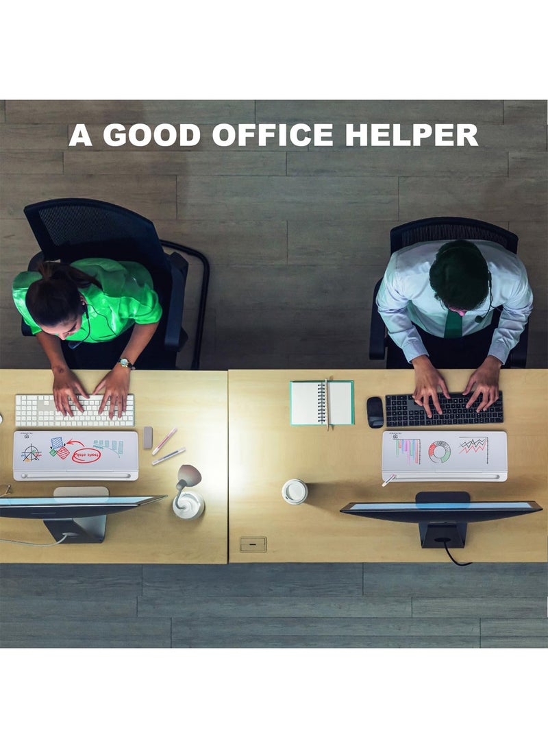 Kidle Small Glass Desktop Whiteboard Dry-Erase-Board - Computer Keyboard Stand White Board Surface Pad with Drawer, Desk Organizers with Accessories for Office, Home, School Supplies  - Image 3
