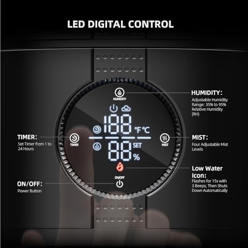 Spider Farmer New 450ml/h Humidifier for Plants Grow Tent Large Room, GGS Smart Customized Humidity Control Cool Mist with Extendable Targeting Hose and Temp & Humidity Probe Indoor Black 5L (Upgrade) - Image 4