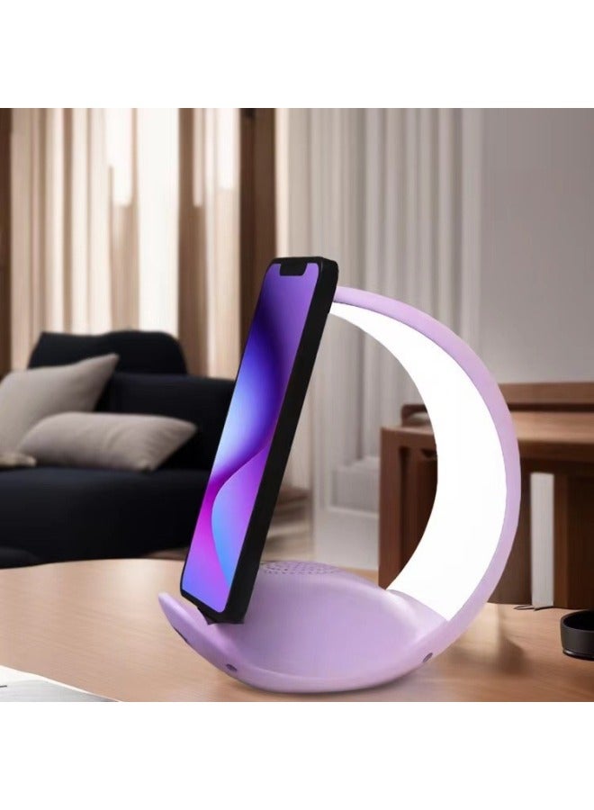 نيوترل مكبر صوت بلوتوث "مون لايت" مع مضخم صوت، محمول للاستخدام في الهواء الطلق، مناسب للمنزل والمكتب، مع إضاءة لمسية، مصباح ليلي صغير بجوار السرير، صوت صغير الحجم - Image 3