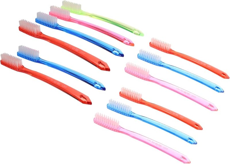 12pcs Hard Bristle Toothbrush for Adults Firm Cleaning Large Head Travel Use Random Colors - Image 2