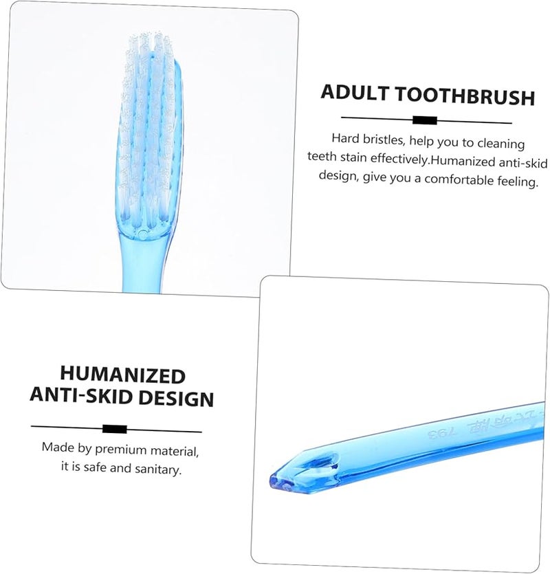 12pcs Hard Bristle Toothbrush for Adults Firm Cleaning Large Head Travel Use Random Colors - Image 5